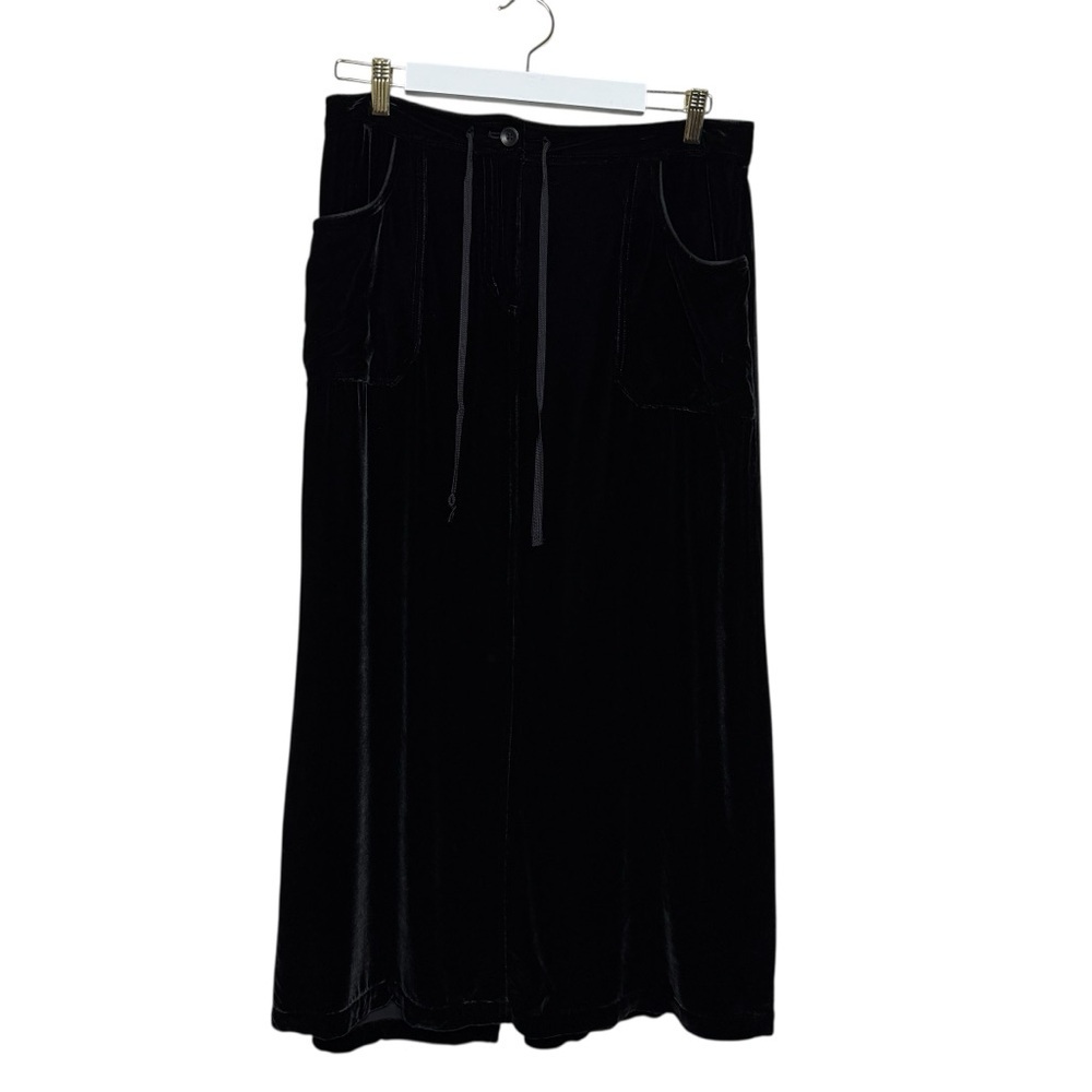 VTG 90s Eddie Bauer Women’s Silk Blend Velvet Maxi Skirt Black SZ 12 Pockets - Picture 10 of 11